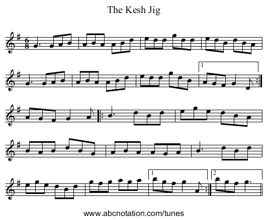 Kesh Jig, The - staff notation