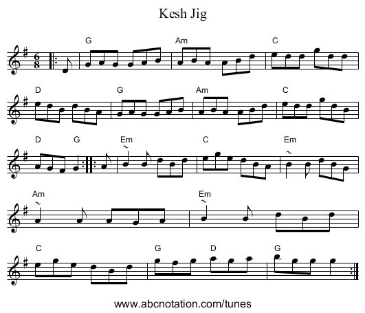 Kesh Jig - staff notation