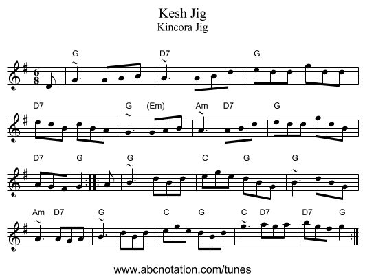 Kesh Jig - staff notation
