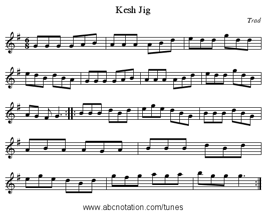 Kesh Jig - staff notation