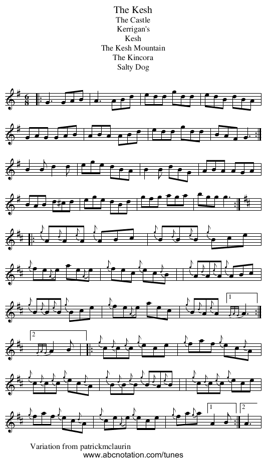 Kesh, The - staff notation