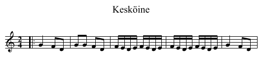 Kesköine - staff notation