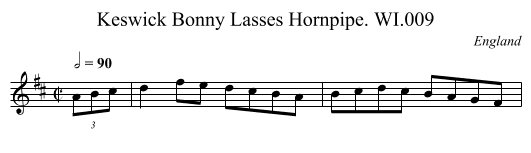 Keswick Bonny Lasses Hornpipe. WI.009 - staff notation