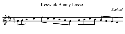 Keswick Bonny Lasses - staff notation