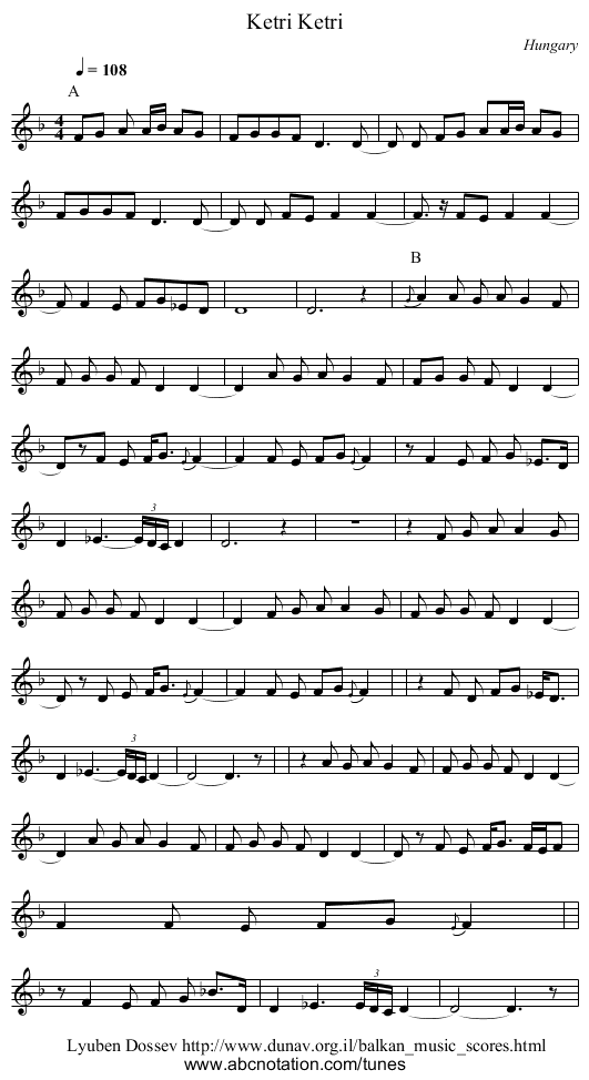 Ketri Ketri - staff notation