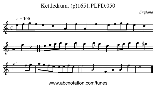 Kettledrum. (p)1651.PLFD.050 - staff notation