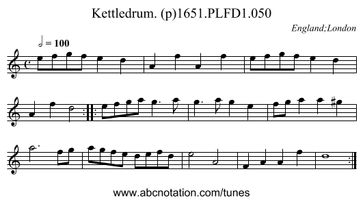 Kettledrum. (p)1651.PLFD1.050 - staff notation