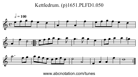 Kettledrum. (p)1651.PLFD1.050 - staff notation