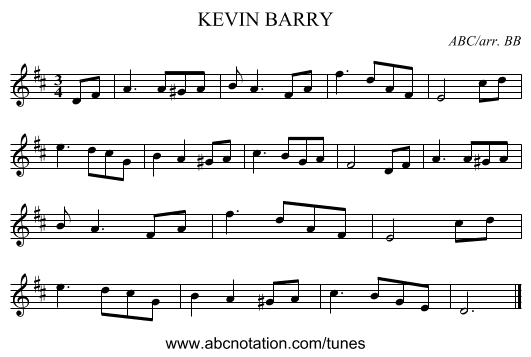 KEVIN BARRY - staff notation