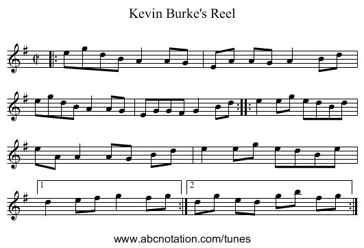 Kevin Burke's Reel - staff notation