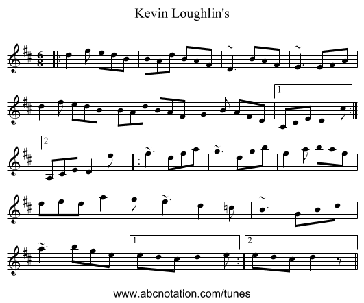 Kevin Loughlin's - staff notation