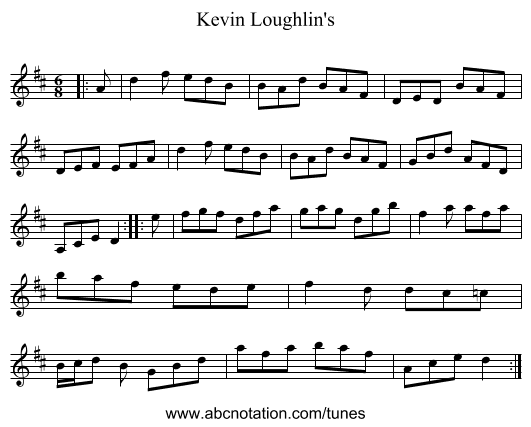 Kevin Loughlin's - staff notation