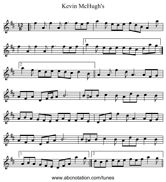 Kevin McHugh's - staff notation