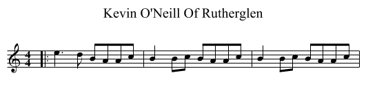 Kevin O'Neill Of Rutherglen - staff notation