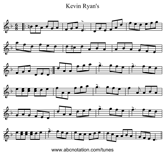 Kevin Ryan's - staff notation