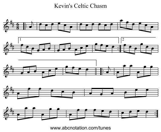Kevin's Celtic Chasm - staff notation