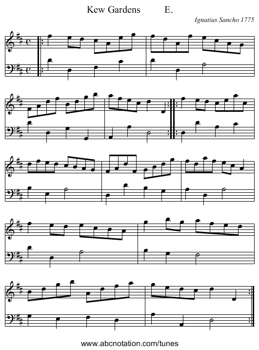 Kew Gardens          E. - staff notation