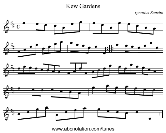 Kew Gardens - staff notation