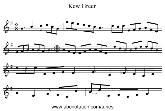Kew Green - staff notation
