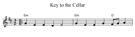 Key to the Cellar - staff notation