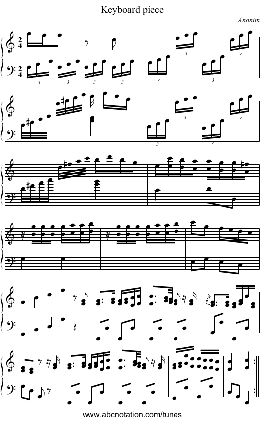 Keyboard piece - staff notation