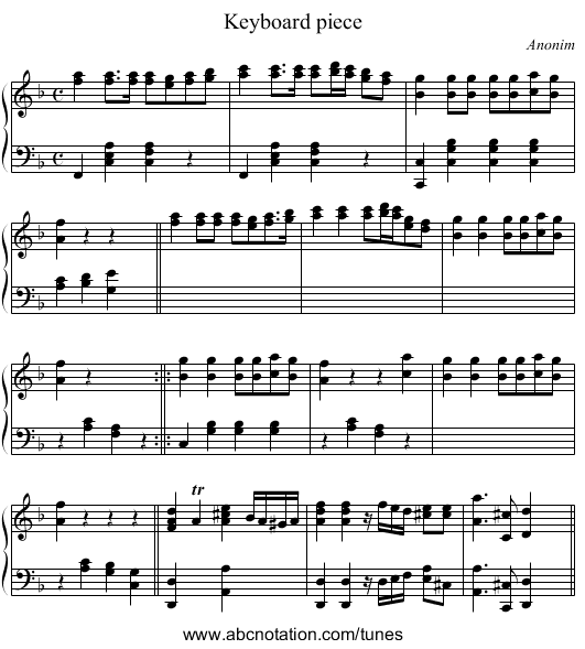 Keyboard piece - staff notation