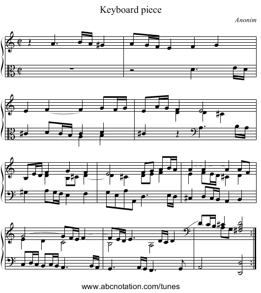 Keyboard piece - staff notation