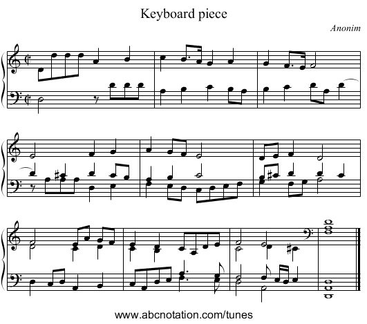 Keyboard piece - staff notation
