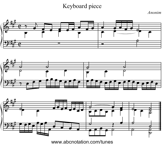 Keyboard piece - staff notation