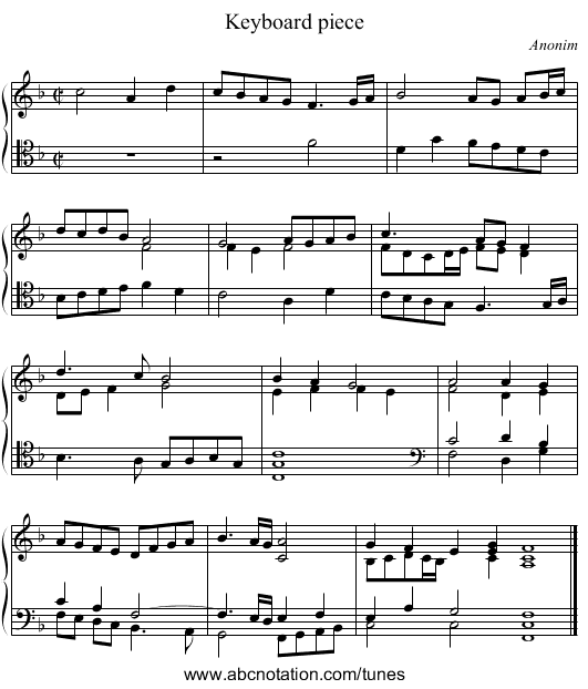 Keyboard piece - staff notation