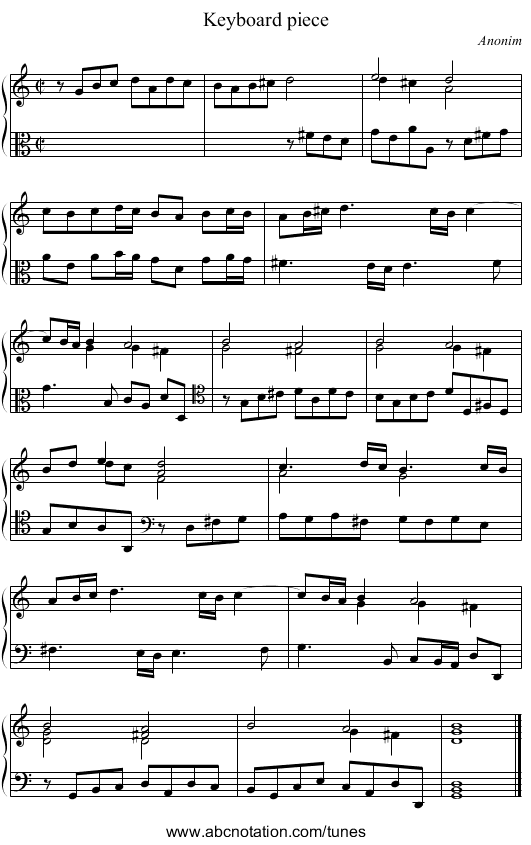 Keyboard piece - staff notation