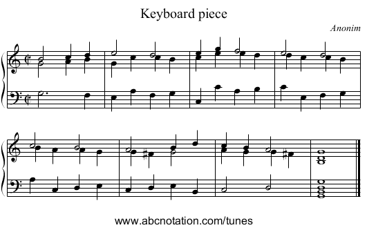 Keyboard piece - staff notation