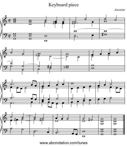 Keyboard piece - staff notation