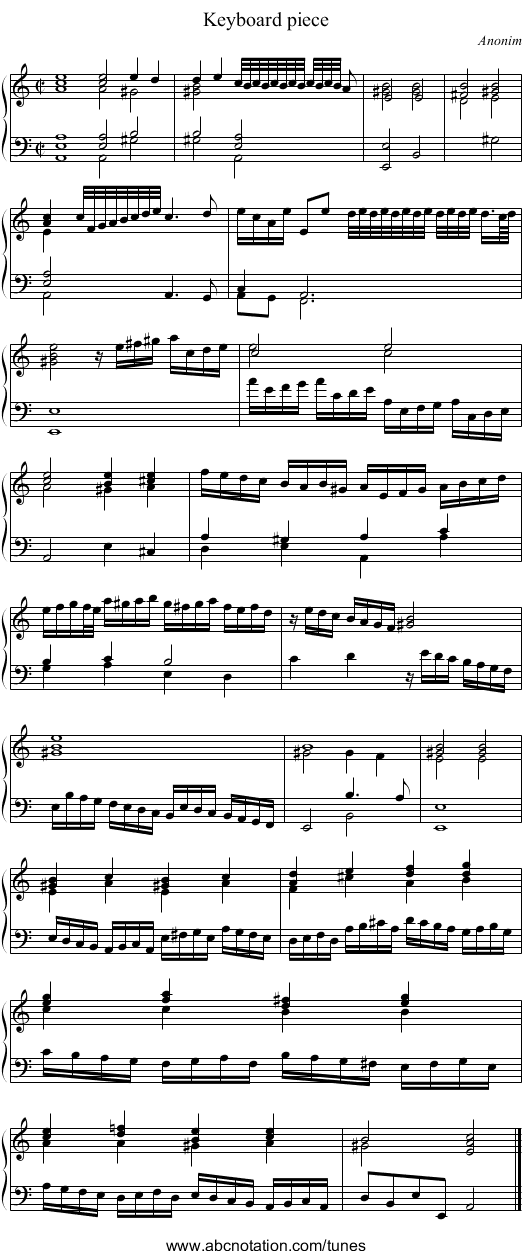 Keyboard piece - staff notation