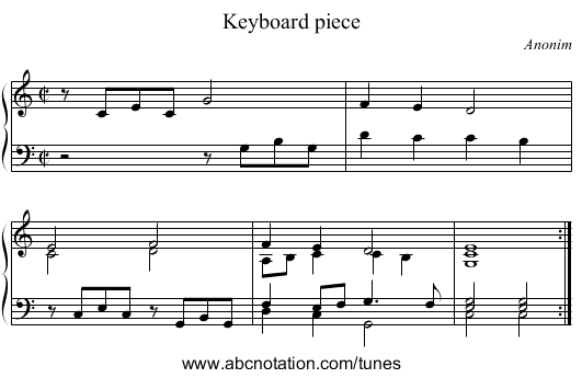 Keyboard piece - staff notation