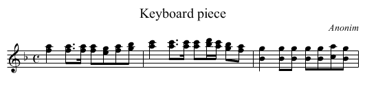Keyboard piece - staff notation