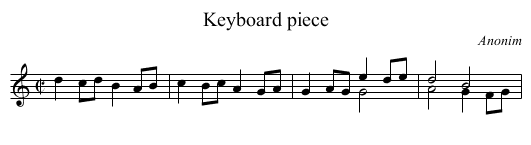 Keyboard piece - staff notation