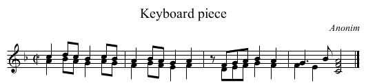 Keyboard piece - staff notation