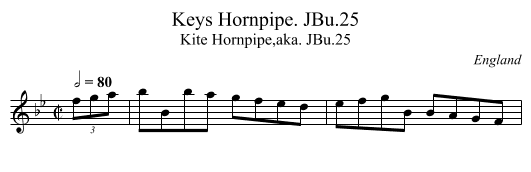 Keys Hornpipe. JBu.25 - staff notation