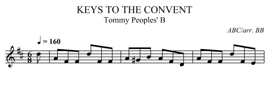 KEYS TO THE CONVENT - staff notation