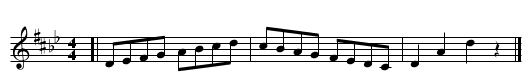 Keysig: D hejaz (D + E flat, F sharp, B flat) - staff notation