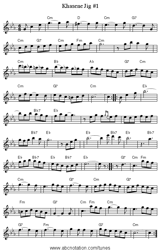 Khasene Jig #1 - staff notation