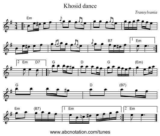 Khosid dance - staff notation