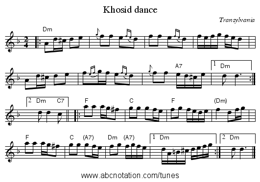 Khosid dance - staff notation
