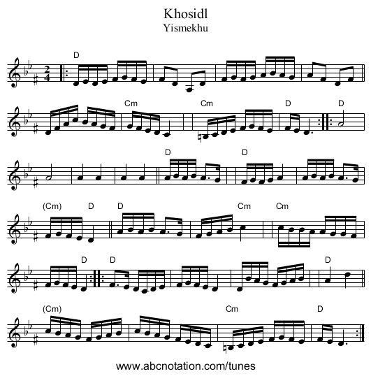 Khosidl - staff notation