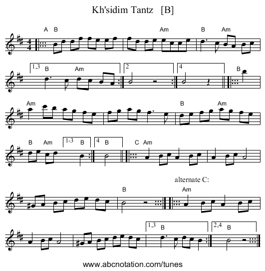 Kh'sidim Tantz   [B] - staff notation