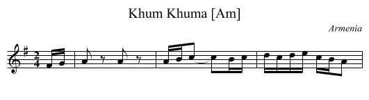 Khum Khuma [Am] - staff notation