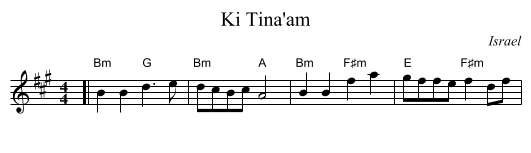 Ki Tina'am - staff notation