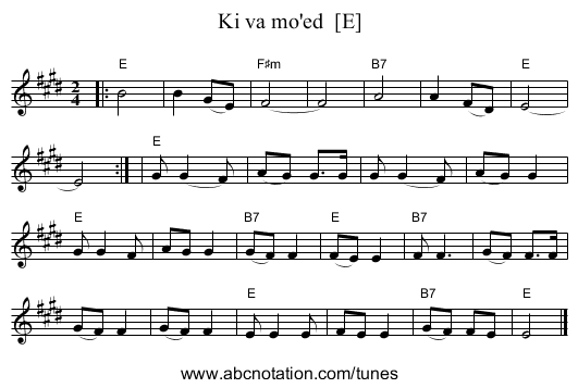 Ki va mo'ed  [E] - staff notation