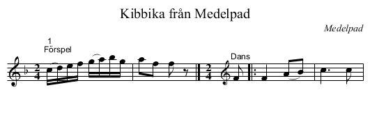 Kibbika från Medelpad - staff notation
